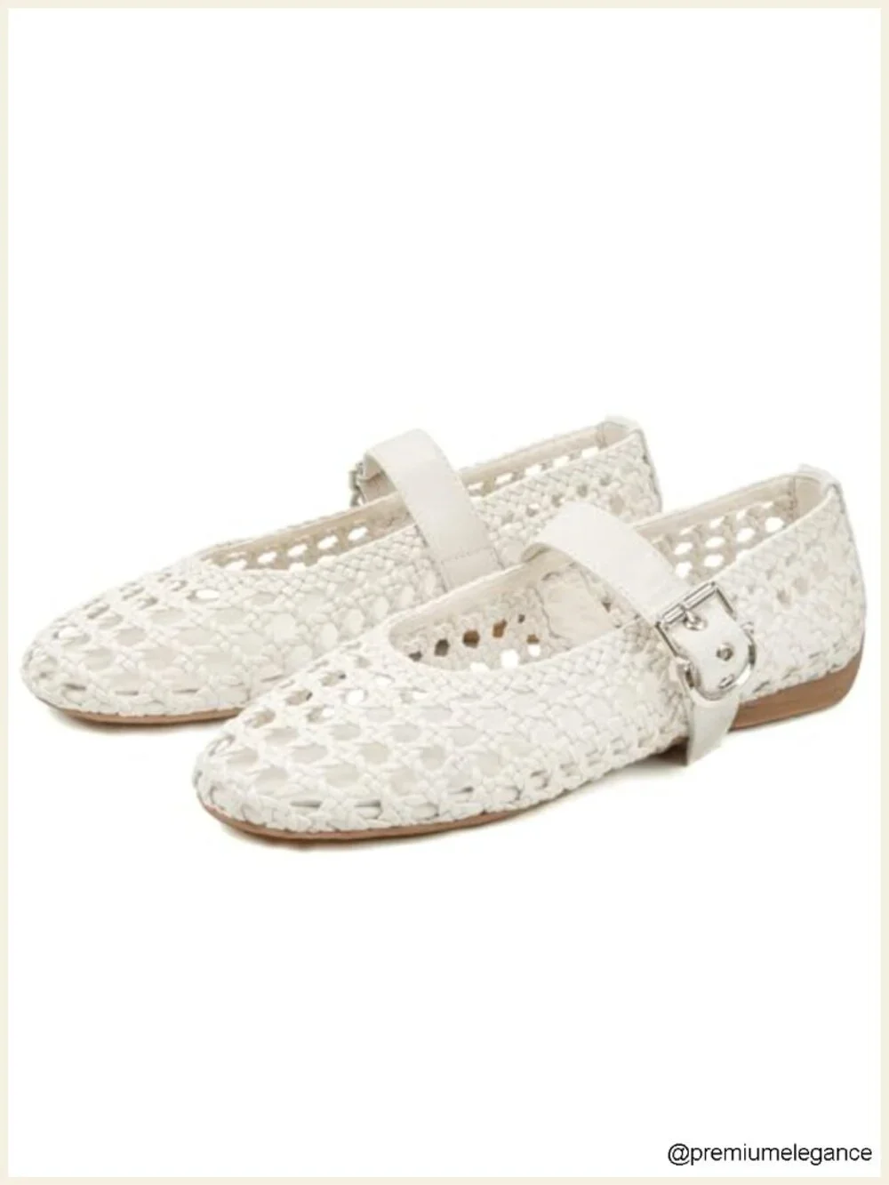 Woven Mesh Mary Jane Flats for Women Round Toe Buckle Strap Breathable